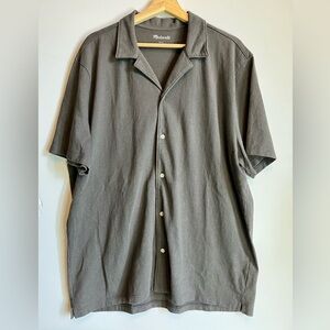 Madewell - Men’s Organic Cotton Knit Easy Camp Shirt - Dark Grey - Large